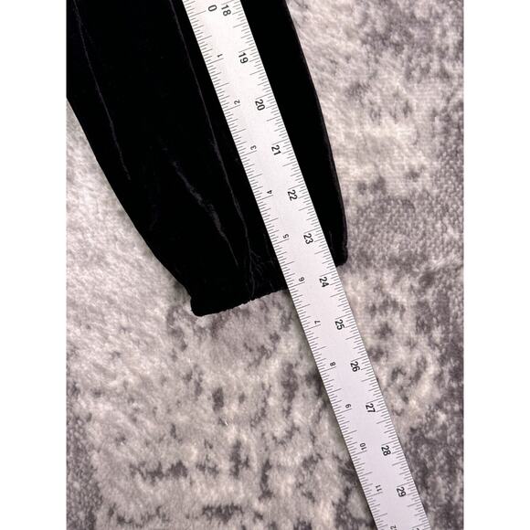 Faherty Top Small Womens Naomi Velvet Split V Neck Button Down Blouse In Black - Picture 5 of 8